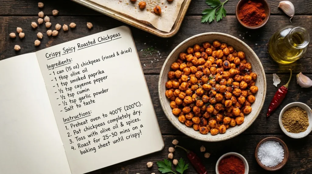 Crispy Spicy Roasted Chickpeas Recipe